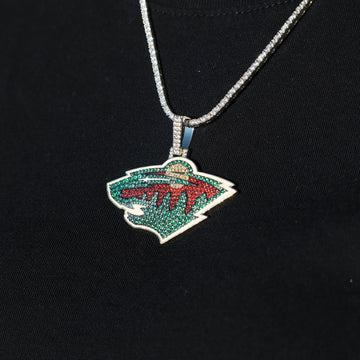 Colgante del logotipo oficial de los Minnesota Wild de la NHL en oro amarillo