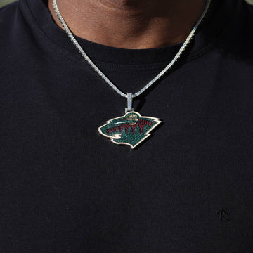 Colgante del logotipo oficial de los Minnesota Wild de la NHL en oro amarillo