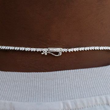 3 Prong Tennis Chain in White Gold -2mm