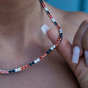 Collar tenis de diamantes de 3 MM - Negro Naranja Blanco