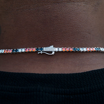 3MM Diamond Tennis Chain - Black Orange White