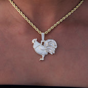 Colgante Gallo Helado en Oro Amarillo