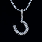 Simple Horseshoe Pendant in White Gold