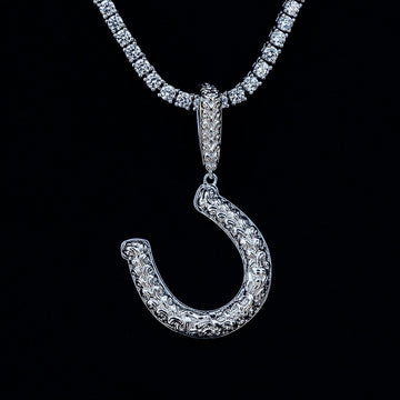 Simple Horseshoe Pendant in White Gold