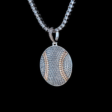 Pave Baseball Pendant in White Gold