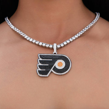 Colgante con el logo oficial de la NHL de los Philadelphia Flyers en oro blanco