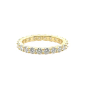 Anillo de eternidad de moissanita de corte redondo de 2 mm para mujer en vermeil de oro amarillo