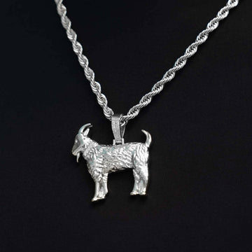 Simple Goat Pendant in White Gold