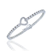 Women's Moissanite Heart Tennis Bracelet in White Gold Vermeil