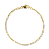 Figaro Chain Bracelet in Hollow Yellow Gold - 2mm