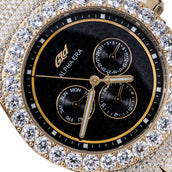 Moissanita Alpha Era Helada de 42 mm en Oro con Esfera Negra
