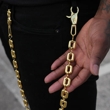 Square Link Pant Chain in Yellow Gold - 15MM