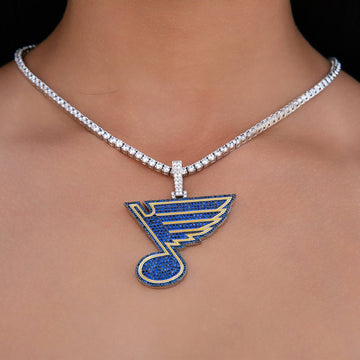 Colgante del logo oficial de los St. Louis Blues de la NHL en oro blanco