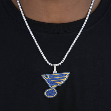Colgante del logo oficial de los St. Louis Blues de la NHL en oro blanco
