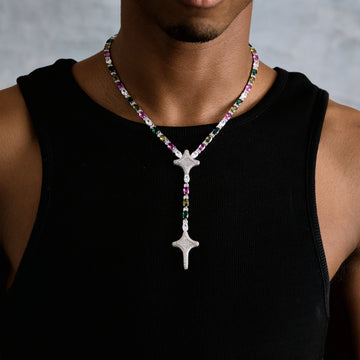 Lariat de tenis GLD Star multicolor en oro blanco