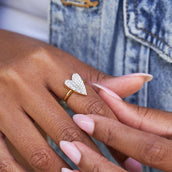 Pave Heart Ring - Yellow Gold Vermeil