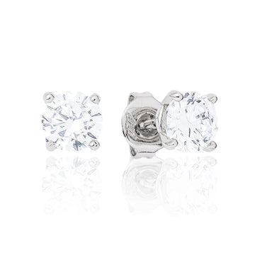 Moissanite Round Cut Diamond Stud Earring in Sterling Silver - 5mm