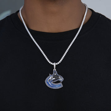 Colgante con el logotipo oficial de los Vancouver Canucks de la NHL en oro blanco