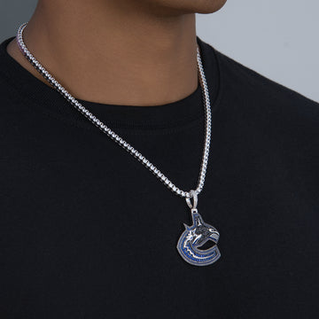 Colgante con el logotipo oficial de los Vancouver Canucks de la NHL en oro blanco