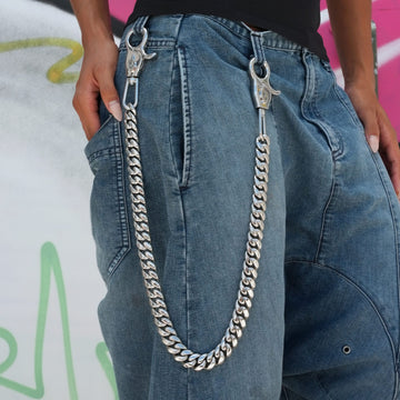19MM Miami Cuban w/ 65MM Carabiner Pant Chain in White Gold