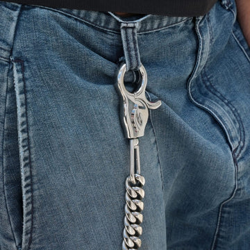 19MM Miami Cuban w/ 65MM Carabiner Pant Chain in White Gold