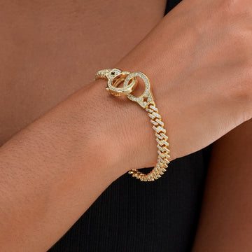 Pulsera de eslabones cubanos con engaste de diamantes en oro amarillo