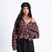 Camisa de franela GLD en rojo oscuro