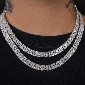 Baguette Chain Link Necklace in White Gold - The GLD Shop