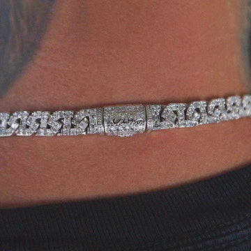 Baguette Chain Link Necklace in White Gold - The GLD Shop