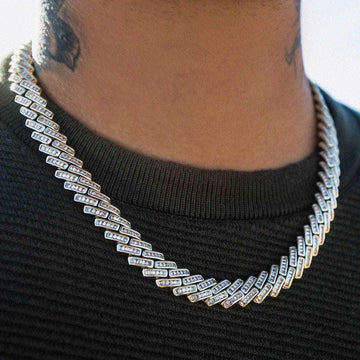 Baguette Channel Set Cuban Necklace (12mm) in Yellow Gold - The GLD Shop