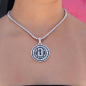 Baseball Lifestyle 101 Iced Coin Pendant in White Gold