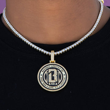 Baseball 101 Iced Coin Pendant in Yellow Gold