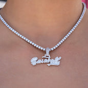 Baseball Lifestyle 101 Iced Wordmark Pendant in White Gold