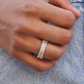Anillo Baguette de Oro Macizo de 14k en Oro Amarillo - Diamantes VS