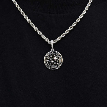 Black Compass Coin Pendant