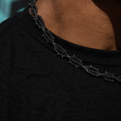 Black Iced Crown of Thorns Chain in Black