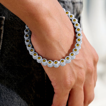 Pulsera Brazalete Multidimensional Canary Iced en Oro Blanco