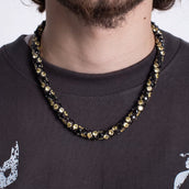 Iced Black and Canary Stones Circular Chain in Black - 9MM