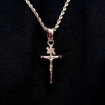 Crucifix Pendant + 2MM Rope Chain Bundle in Rose Gold