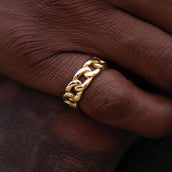 Anillo cubano de banda en oro amarillo - 7mm