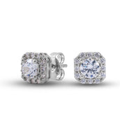 2ct 6mm Cushion Cut Lab Grown Diamond Stud Earrings in Solid White Gold/VS Lab