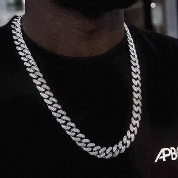 Diamond Cuban Link Chain in White Gold - 12mm - The GLD Shop