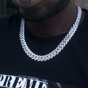 Diamond Prong Link Chain in White Gold - 12mm - The GLD Shop