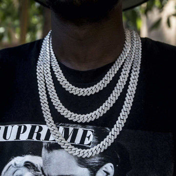Diamond Prong Link Chain in White Gold - 12mm - The GLD Shop