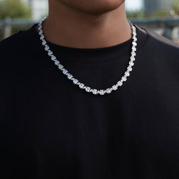Cadena de tenis con diamantes corte cuadrado en oro blanco