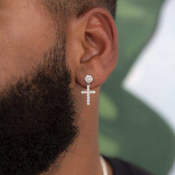 Diamond Studded Cross Earrings in Yellow Gold - The GLD Shop
