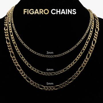 Cadena Figaro en oro blanco - 4mm