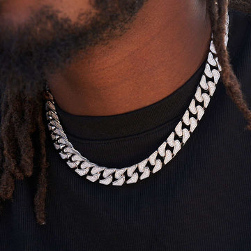 Pave Cuban Chain in White Gold- 12mm