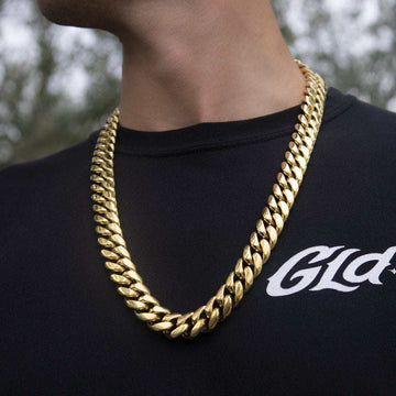 GLD Signature Cuban in Yellow Gold- 19mm - The GLD Shop