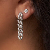 Aretes GLD Prong Cuban en oro blanco de 6 mm